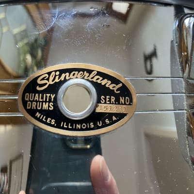 Slingerland No. 132 Gene Krupa Sound King 5x14" 10-Lug Chrome Over Brass Snare Drum 1963 - 1977 image 2