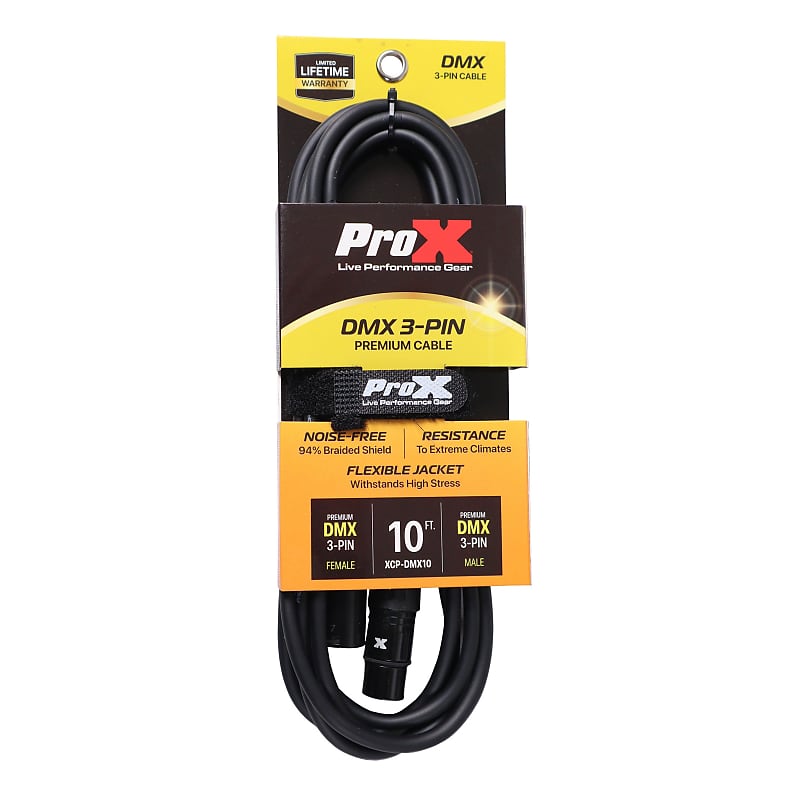 Pro X 10 Ft. DMX XLR3-M to XLR3-F Premium Cable image 1