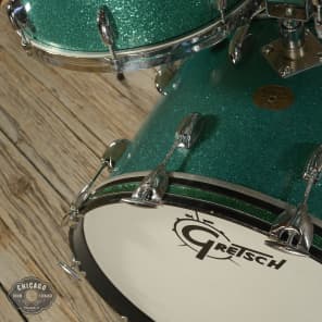 Gretsch 13/14/18/22 4pc Drum Kit Green Sparkle Early 1970s USED image 4