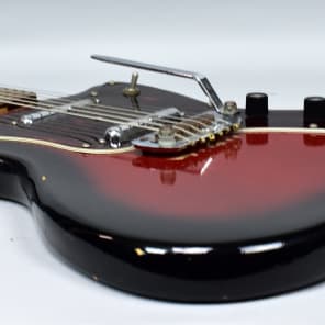 1960's Silvertone 1452 Danelectro Redburst Lipstick Pickup Electric Guitar image 9