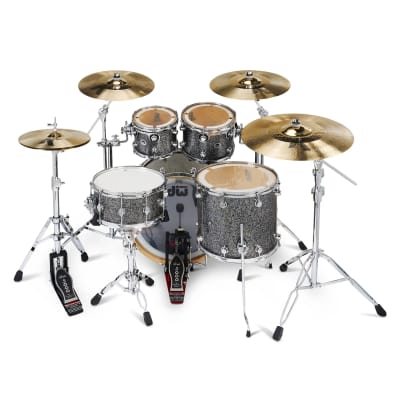 DW DWe Electronic Acoustic Drum Set Kit 10/12/16/22" with 14" Matching Snare, Hardware Pack, & Cymbal Pack in Black Galaxy Sparkle (In Stock) image 3