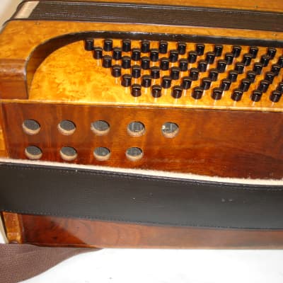Vintage Antique "USA" Birds-Eye Maple Military Accordion w/ Geib Case image 15
