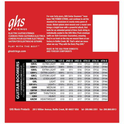GHS Boomers GB 9 1 2 Electric Guitar Strings image 2