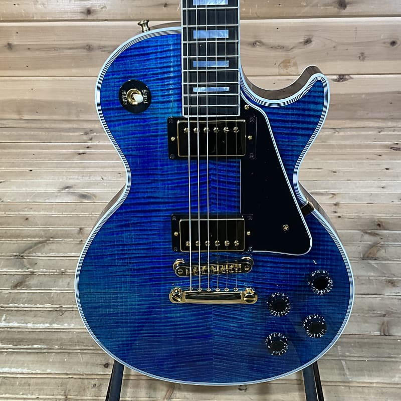 ギター GibsonLesPaulClassiPremiumPlus TransBlue Gibson Custom Shop Les Paul Custom Figured Trans Blue Gloss
