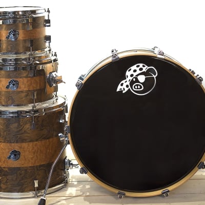 Pork Pie Percussion 4-Piece Custom 8-Ply Maple Drum Set (10/12/16/22") with Walnut/Sapele Satin Veneer image 2