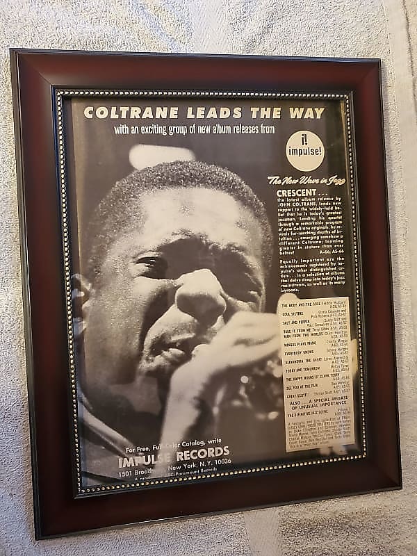 1964 Impulse Records Promotional Ad Framed John Coltrane Crescent Album Original image 1