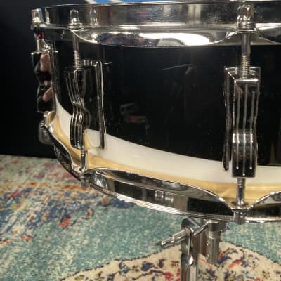 Ludwig 14x5" Vistalite, Blue and Olive Badge, Snare Drum 1970s - Black / White 2 Band Swirl image 12