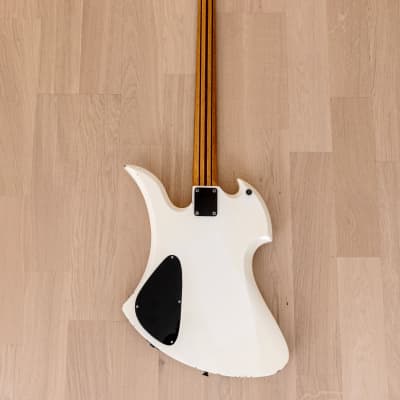 1990s BC Rich Mockingbird PJ Medium Scale Electric Bass Guitar White Japan image 3
