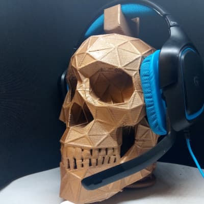  Geometric Skull Headphone Holder; Gamer Headset Stand