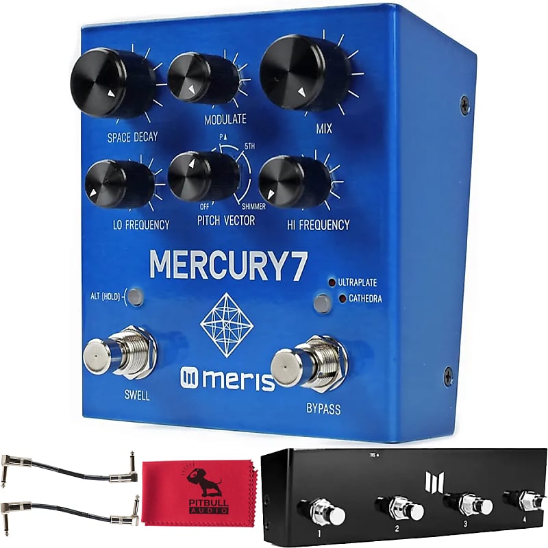 Meris Mercury7 Reverb Guitar Pedal w/ Meris Preset Switch, Cables & Cloth