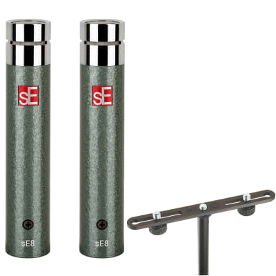 SE Electronics SE8 Condenser Microphones (Pair), Vintage Edition w/ Konig &  Meyer Microphone Bar