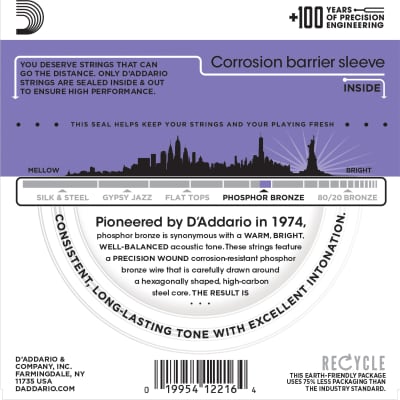 D'Addario EJ26 Phosphor Bronze Acoustic Guitar Strings, Custom Light, 11-52 image 3