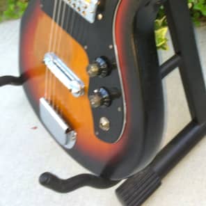 Vintage 1960's Teisco SG Style Sunburst Guitar W/ Gold Foil Pickup image 7