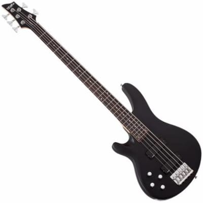 Schecter Guitar Research C-5 Deluxe Electric Bass Satin Black, Left-Handed image 4