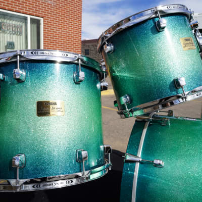 Yamaha/ Japan 30th Anniversary Maple Custom blue green burst lqr. / Hanging Toms hdw. Everything in picture image 15