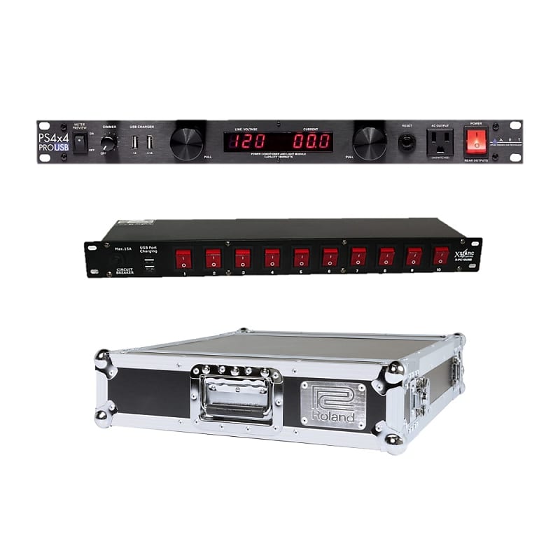 ART PS4X4 PRO USB Power Distribution System + Plug Rack Mount &amp; Rack Case  			