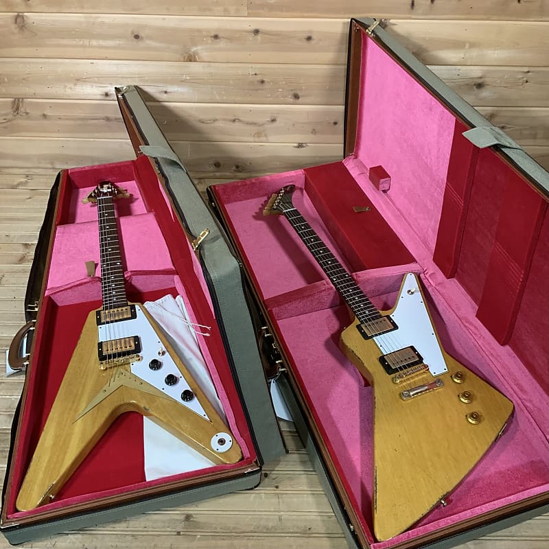 Gibson Custom Collector's Edition 1958 Korina Explorer/Flying V Brazilian  Rosewood Murphy Lab Set