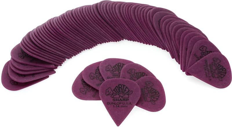 Dunlop 412R114 Tortex Sharp Guitar Picks - 1.14mm Purple (72-pack) image 1