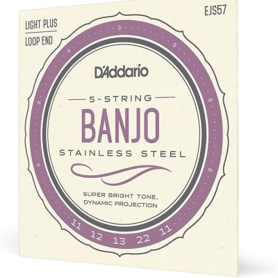 D'Addario EJS57 5-String Banjo Strings, Stainless Steel, Custom Medium, 11-22 image 1