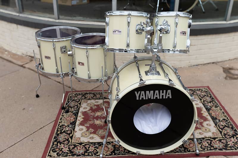 Vintage Yamaha YD-9000 10, 12, 14, 16, 22 Power Series Recording Custom  Drum Set Stage White