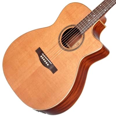Teton STA105CENT Auditorium Acoustic-Electric  Guitar, Solid Cedar Top, Mahogany Laminate B&S image 3