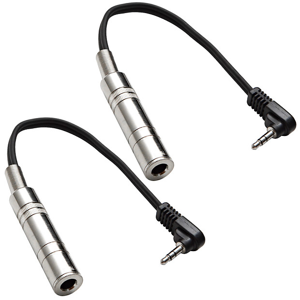 Seismic Audio SA-iREQES6i-TwoPK Right-Angle 1/8" TRS Male to 1/4" TRS Female Headphone Extender/Adapter Cables - 6" (4-Pack) image 1