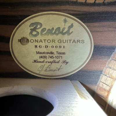 Benoit Custom 8 String Resonator Guitar, Engraved, Gold-plated, Macassar Ebony image 16