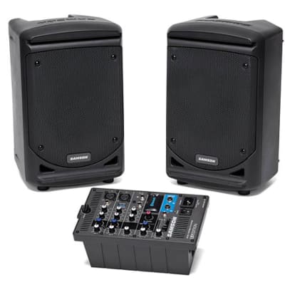 Samson Expedition XP300 300-Watt 6″ Portable PA Stereo 2-Way Monitors with Removable 6-Channel Mixer & Bluetooth image 1