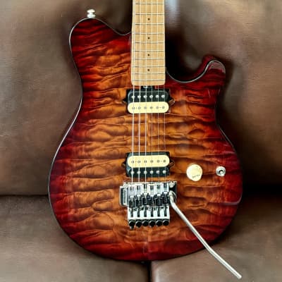 Ernie Ball Music Man Axis 2023-Roasted Amber Quilt Top image 1