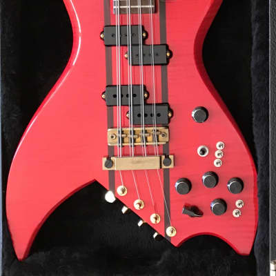 BC Rich Rich bich 8 string bass 1995 - Transparent red on flame maple image 2