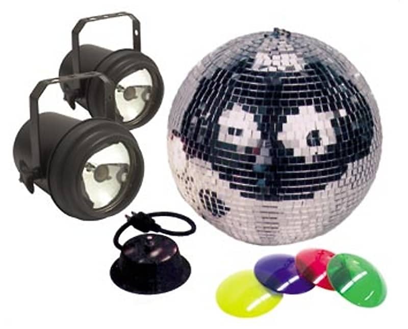 American DJ M-502L 12 Inch Mirror Ball Kit With Motor 2 Pinspots And Gels image 1