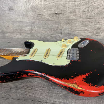 Custom Build Stratocaster 1960-1973 USED Black Over Candy Apple Red image 4