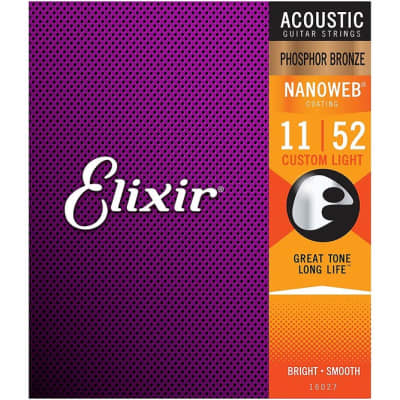 Elixir Strings Acoustic Phosphor Bronze with NANOWEB Coating Custom Light for sale