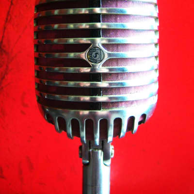 Vinatge 1940's Shure 55 dynamic microphone satin chrome w S-36 desk stand Elvis # 9 image 4
