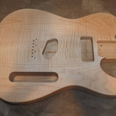Unfinished Telecaster Body Book Matched Figured Flame Maple Top 2 Piece Alder Back Chambered, P90 Neck Route 3lbs 15.9oz! image 14