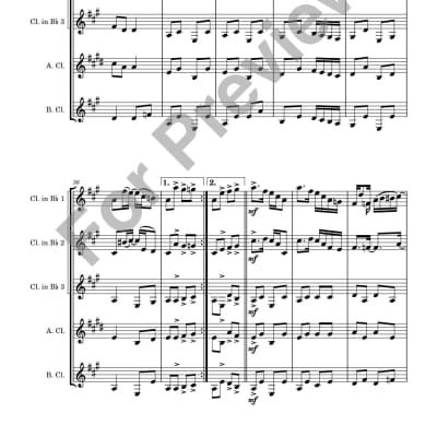Clarinet Quartet Sheet Music - Paragon Rag (Scott Joplin). Arranged for clarinet quartet. Full Score and Parts. image 4
