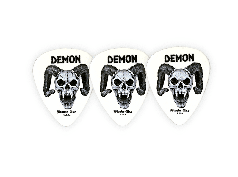 Bloode-Axe 3 Pack Demon 1.50 MM Electric Guitar Picks  Made in USA White image 1