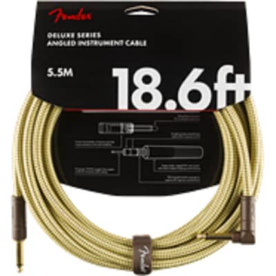 Fender Deluxe Series Angle Instrument Cable / Lead, Tweed, 18'6
