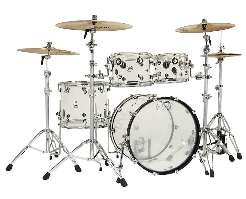 Used DW Design Series 4-pc Acrylic Shell Pack Clear w/ 22" Kick image 1