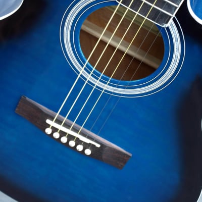 Indiana MAD-QTBL Madison Elite Deluxe Concert Cutaway Spruce Top 6-String Acoustic Electric Guitar - Quilt Blue image 4