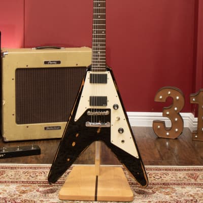 1997 Epiphone Flying V, Distressed Black w/ EMGs | Reverb