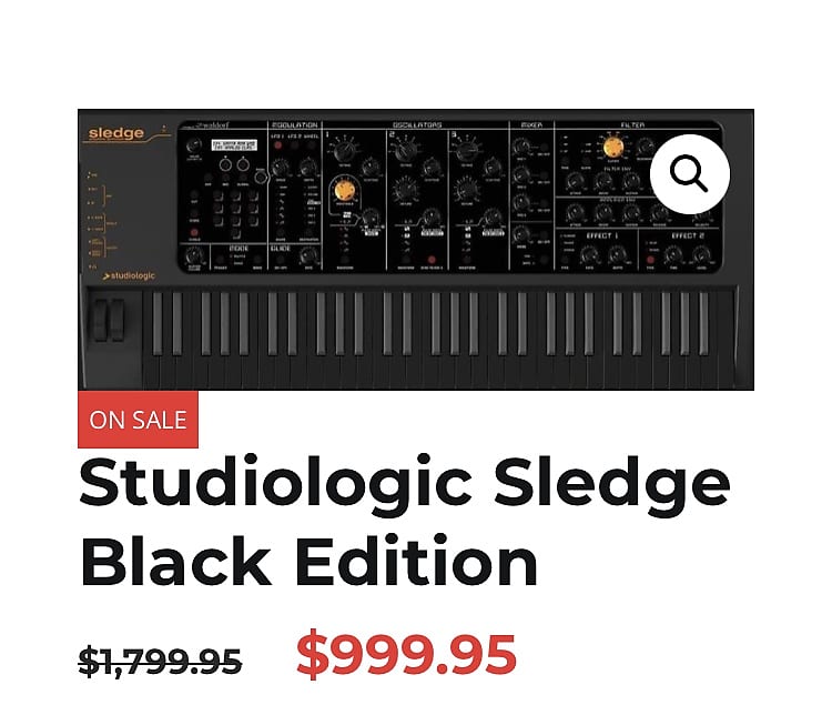 Studiologic Sledge 2.0 Polyphonic Virtual Analog Synthesizer 2010s Black image 1