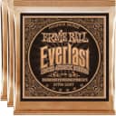 Ernie Ball Everlast Extra Light Coated Phos Bronze Strings 10-50 - 3 Pack + Free Shipping!