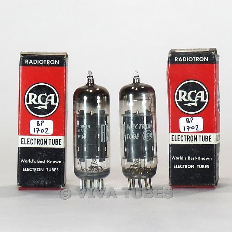 True NOS NIB Matched Pair RCA USA 6S4A Grey Plate Top Horsehoe Get Vacuum  Tubes