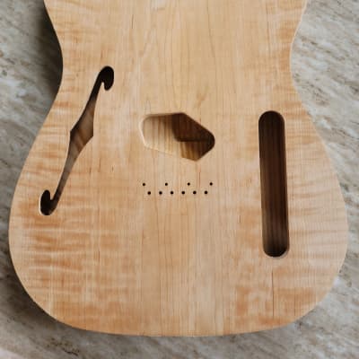ToneBomb T Style F Hole Light Flame Maple Top & Pine Body 3.55 Lbs 2017 - Non Finished image 1