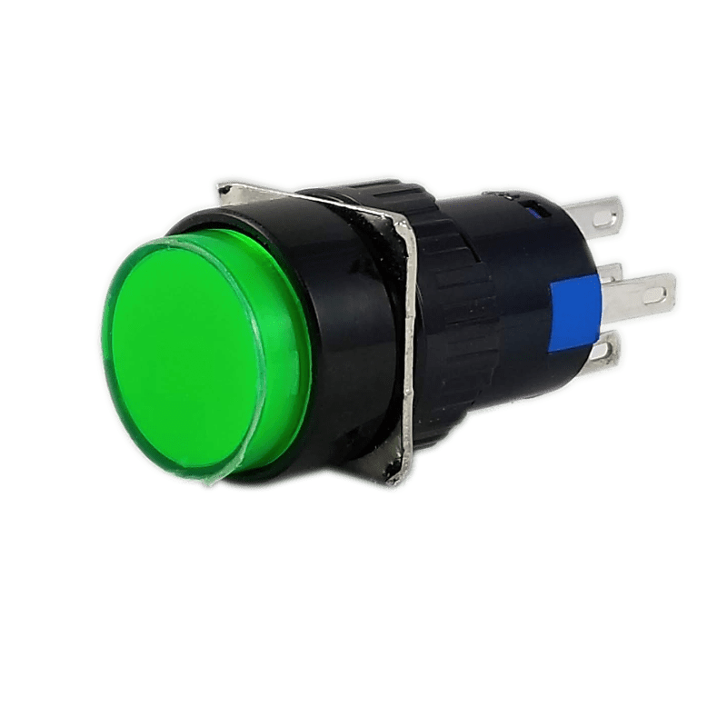 16mm Illuminated Pushbutton - Green Momentary 