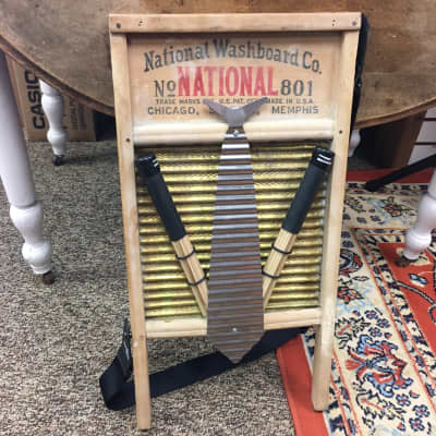 Da Bones Man Custom National Washboard Co. "The Brass King" with Strap and Rute Brushes image 1