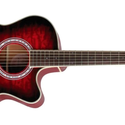 Jay Turser JTA-424QCET Acoustic Guitar, Quilt Finish Catalpa Top w/ Piezo Pickup and Preamp Tuner - Red Sunburst Finish for sale
