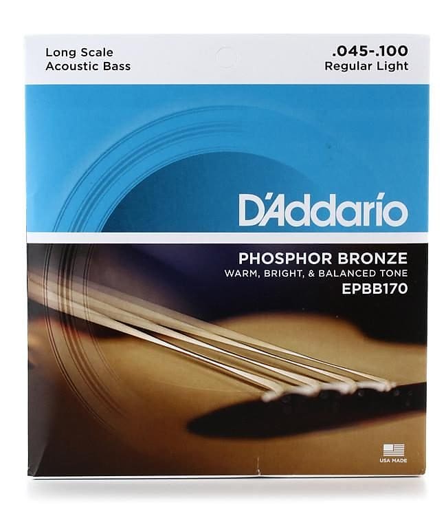 D'Addario Phosphor Bronze Long Scale .045-.100 Regular Light Acoustic Bass Strings EPBB170 image 1