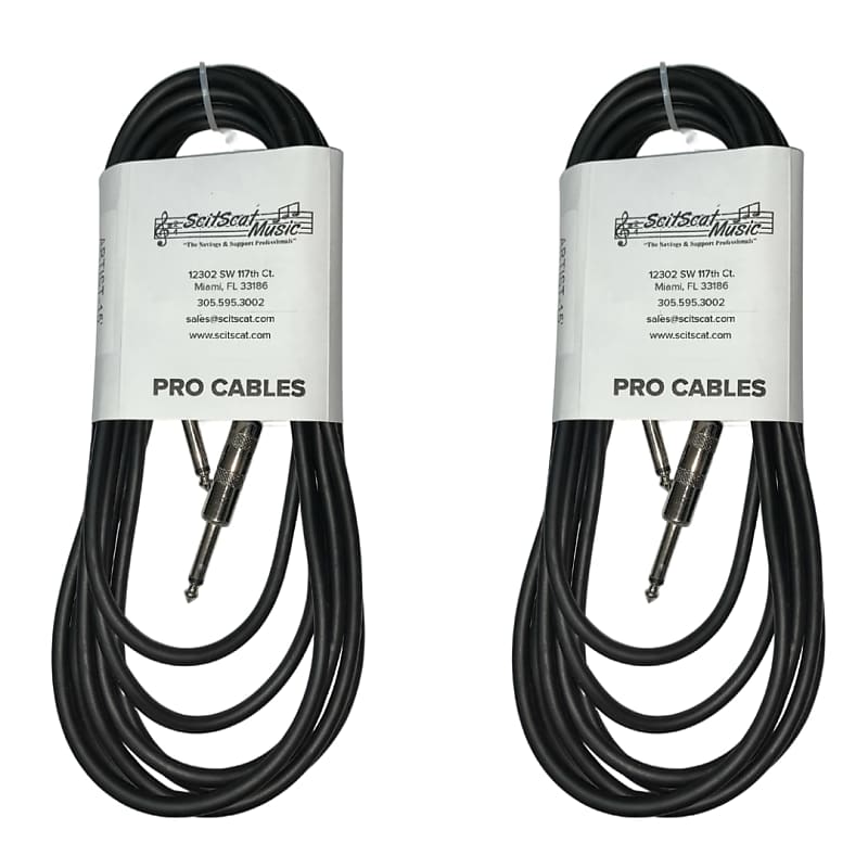 New Scitscat Music 1/4 Inch Instrument Cable - 15 Ft Cable (Black) - 2-PACK image 1